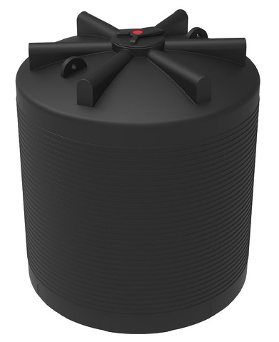 Емкость 3000 литров цилиндрическая вертикальная Черная Пласт